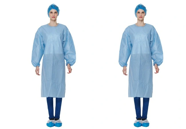 Medical Supplies Disposable Blue SMS Medical Gown Isolation Gown Surgical Gown for Hospital Medical Use