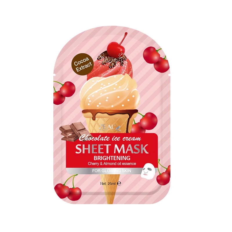 New Custom Logo Brand Home SPA Skin Care Whitening Moisturizing Natural Cheery Cocoa Extract Almond Oil Elastic Oil Control Facial Sheet Mask Deep Cleansing Mas